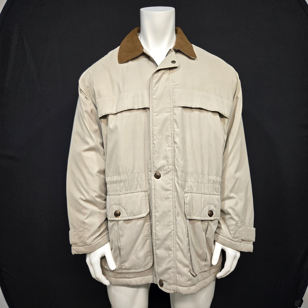 Vintage Members Only Barn Jacket Mens Large Tan Insulated Quilted Chore Utility